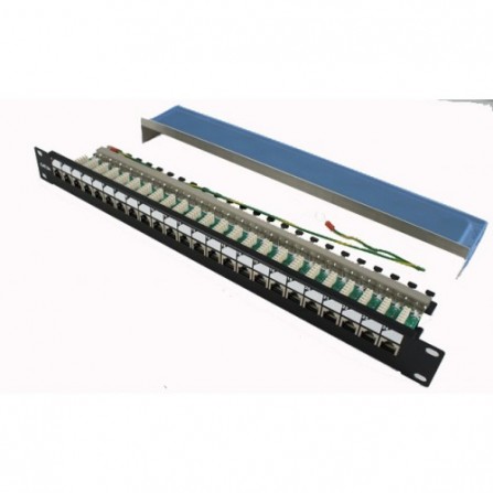 Патч панель 19" 1U 24xRJ45, кат.5e, экран, Китай, EPLV-F24D00