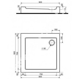 Kolo XBK0690 SIMPLO Поддон 90(квадр.)