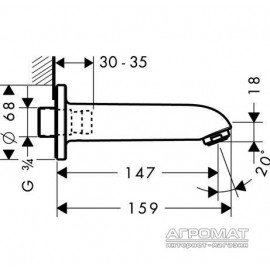 Смеситель Hansgrohe Talis S 13414000 E/S Вилив д/ванни