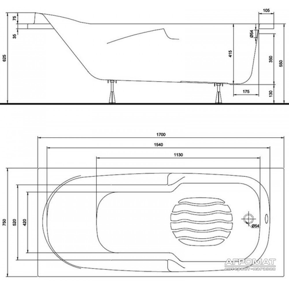 Акриловая ванна Kolo Diuna XWP3175 170х75