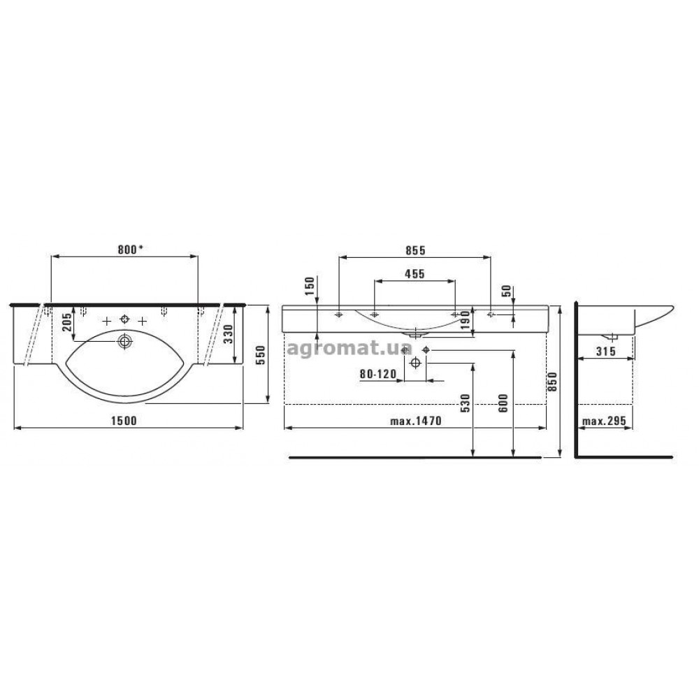 Раковины и ножки Laufen 12505 000 000 PALACE раковина -150