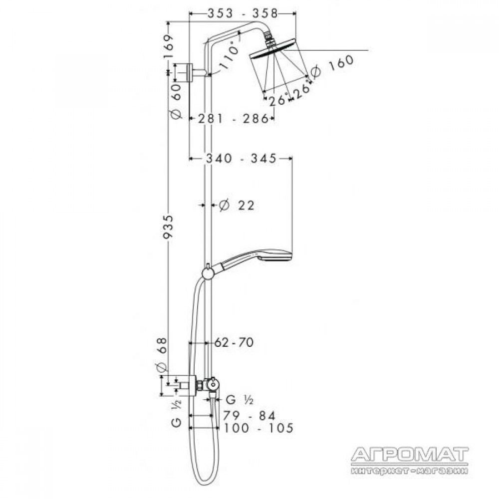 Душевая система Hansgrohe Croma 27169000