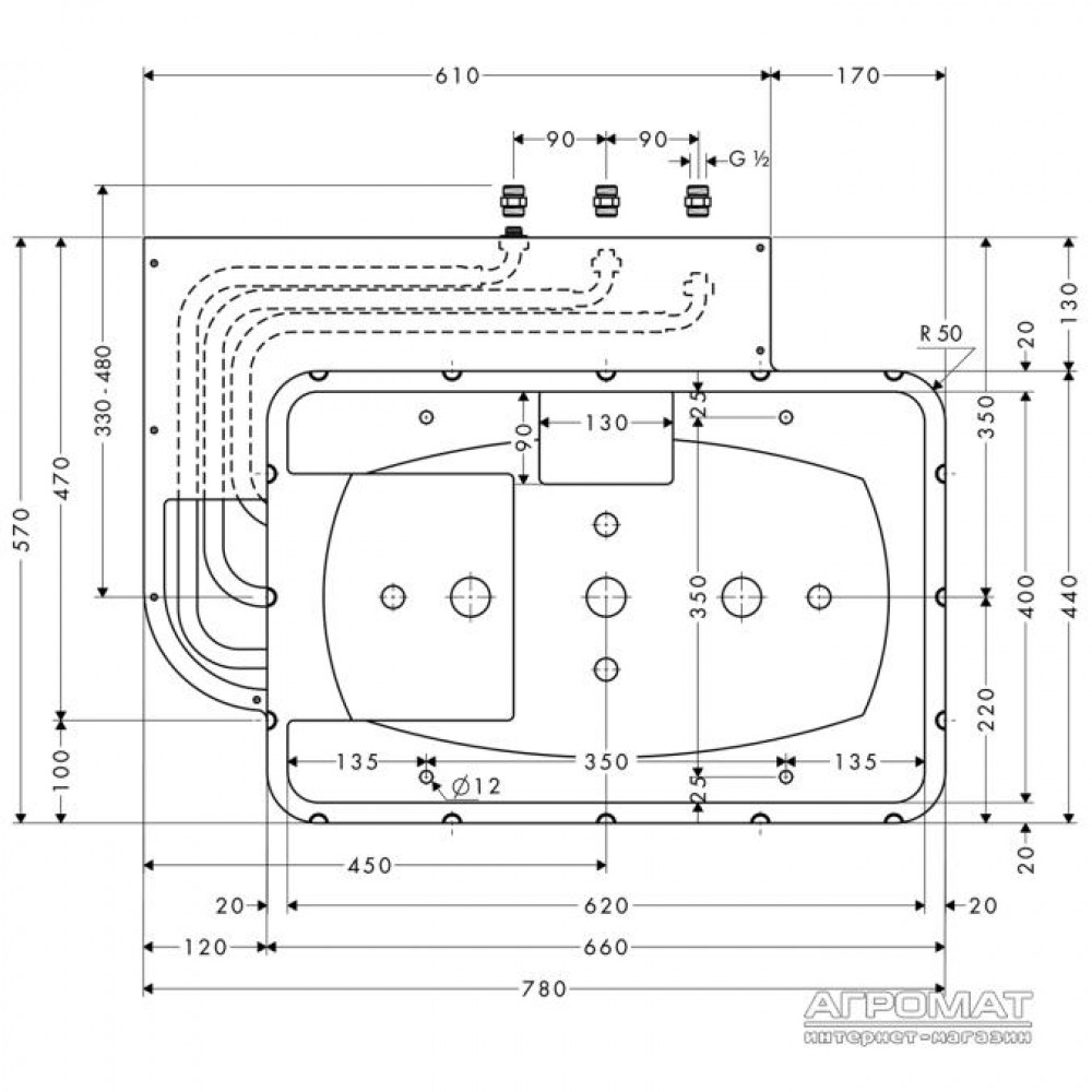 Верхний душ Hansgrohe Raindance 28414180 Rainmaker Внутрішня частина