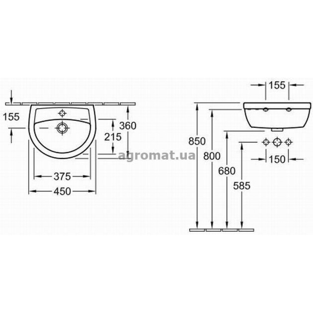 Раковины и ножки Villeroy&Boch 7K246001 Amica Раковина