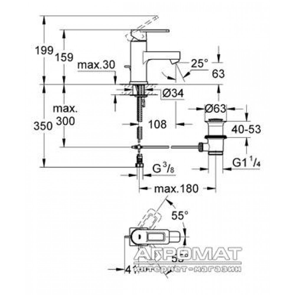 Смеситель для раковины Grohe Quadra 32631