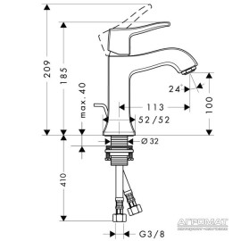 Смеситель для раковины Hansgrohe Metris Classic 31075000