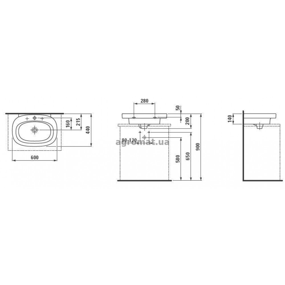 Раковины и ножки Laufen 11557 017 104 Mimo Раковина-60 бел/черн.