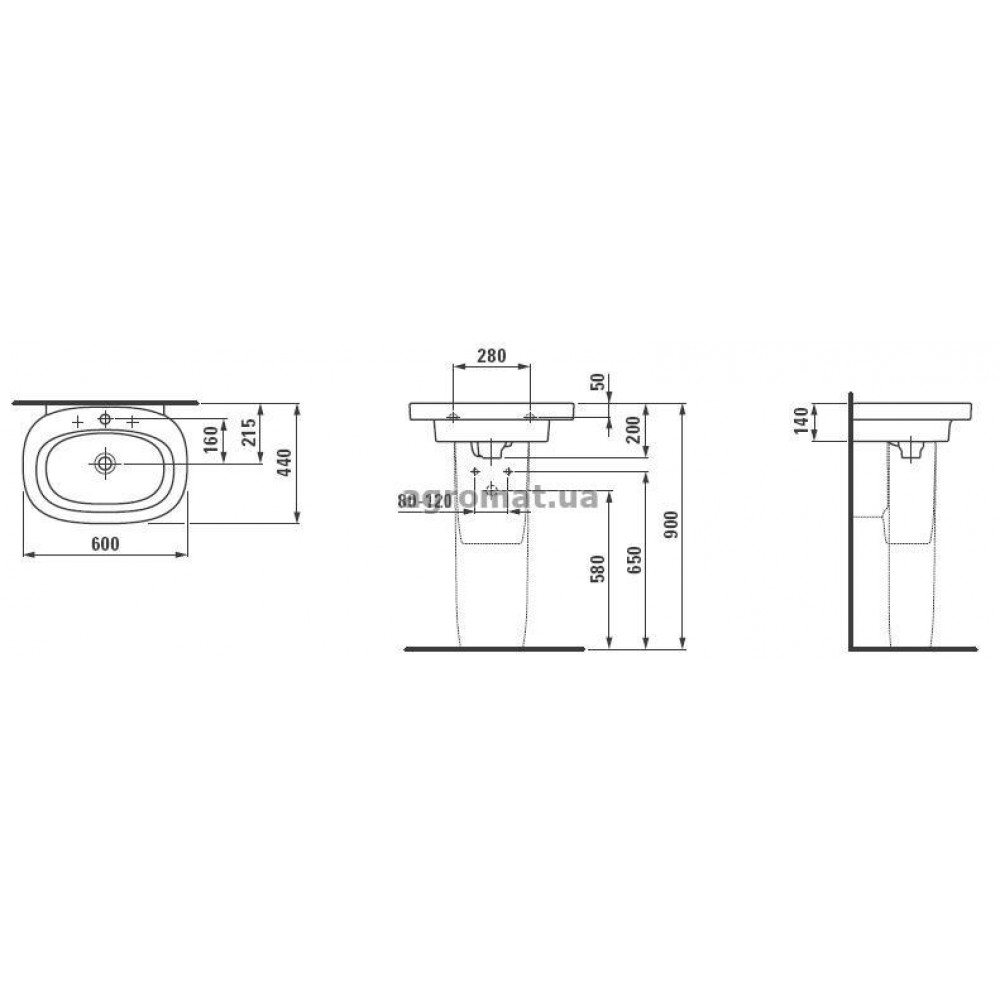 Раковины и ножки Laufen 11553 045 104 Mimo Раковина-60 бел/роз.