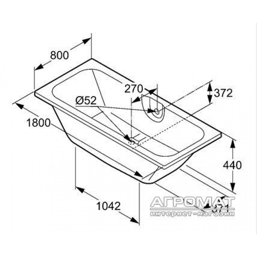 Акриловая ванна Kludi 56BW843 ESPRIT Ванна 180x80 + ніжки