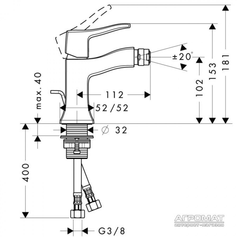 Смеситель для биде Hansgrohe Metris Classic 31275000