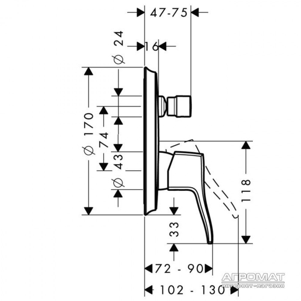 Наружная часть Hansgrohe Metris Classic 31485000
