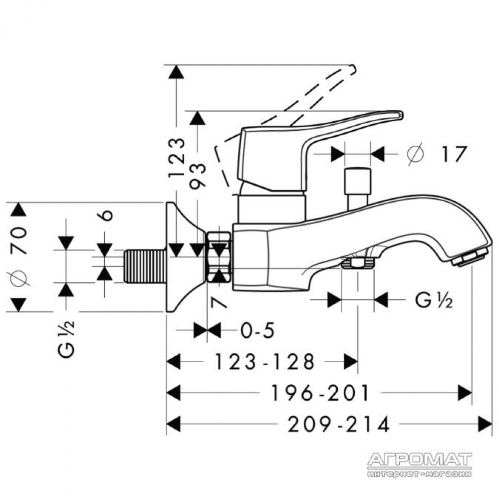 Смеситель для ванны Hansgrohe Metris Classic 31478000