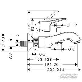 Смеситель для ванны Hansgrohe Metris Classic 31478000