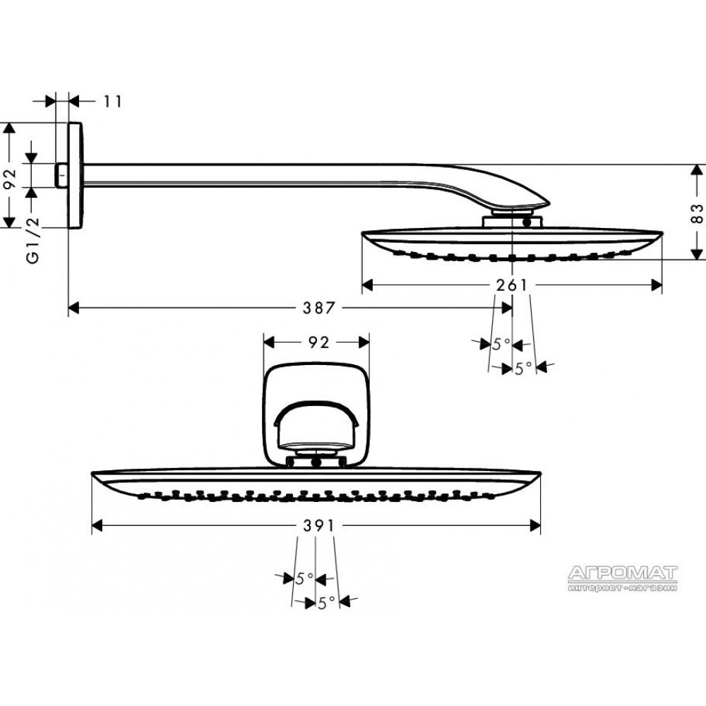 Верхний душ Hansgrohe PuraVida 27437400