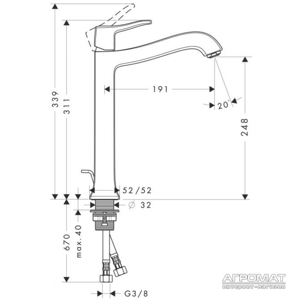 Смеситель для раковины Hansgrohe Metris Classic 31078000