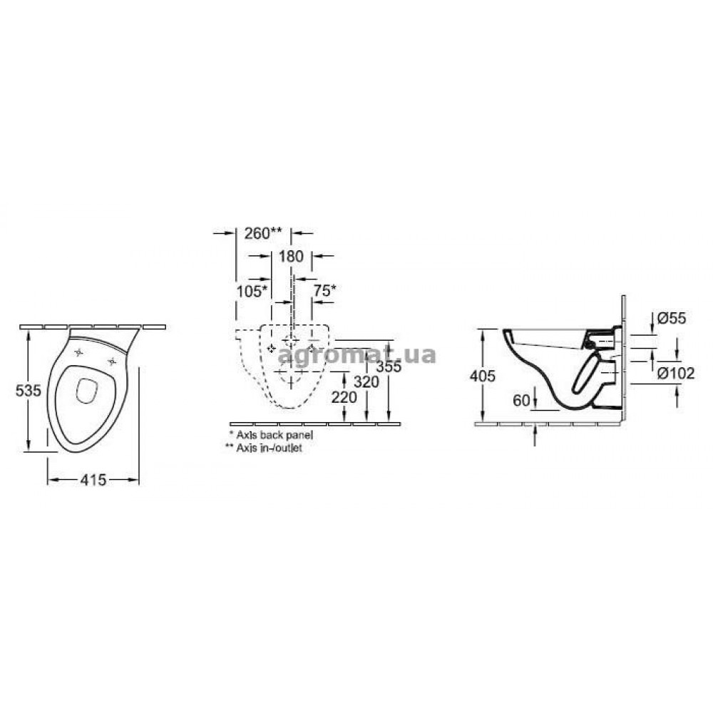 Villeroy&Boch 66641LR1 Oblic Унитаз подвесной