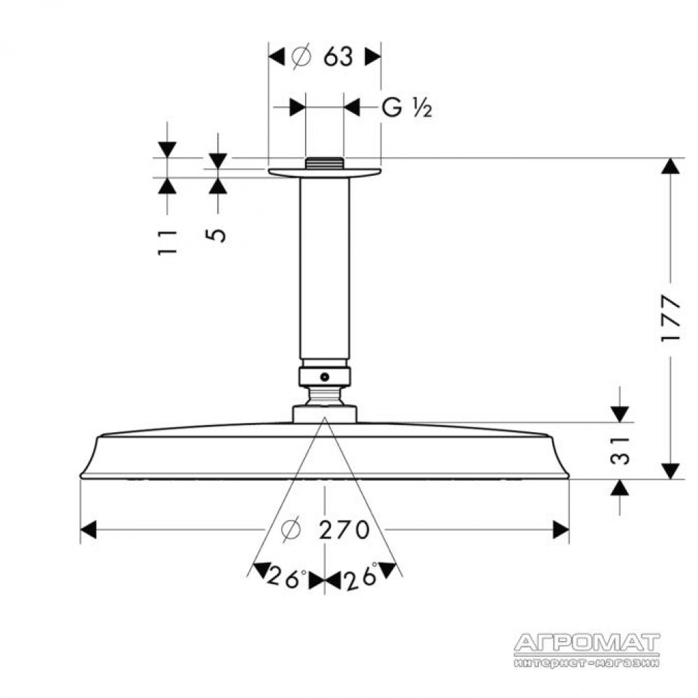 Верхний душ Hansgrohe Raindance Classic 27405000
