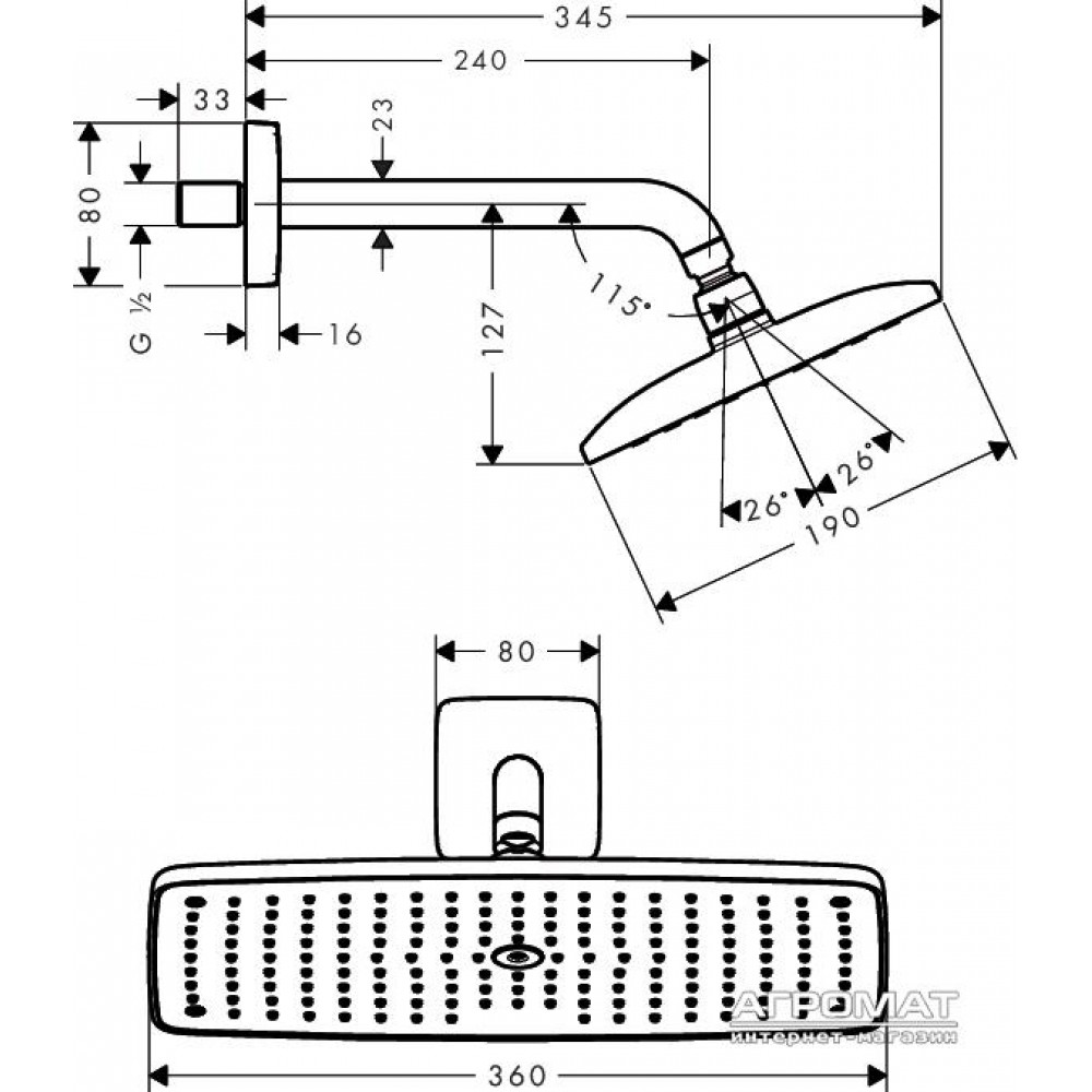 Верхний душ Hansgrohe Raindance 27371000