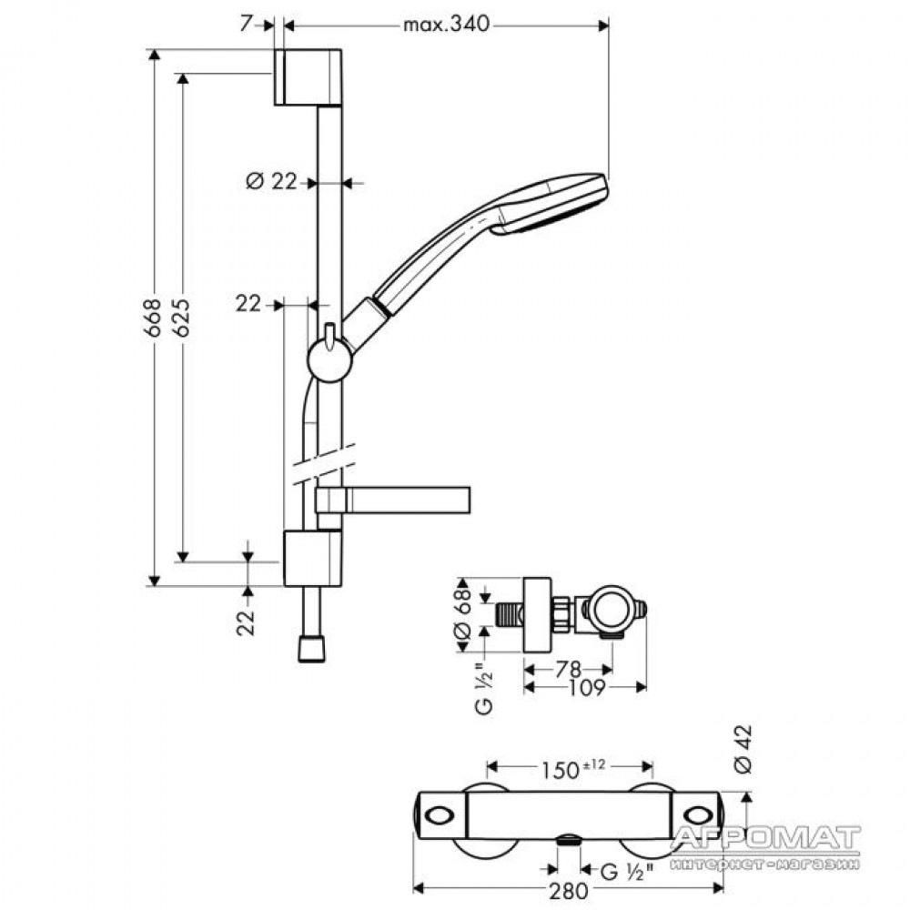 Душевая система Hansgrohe Croma 27086000