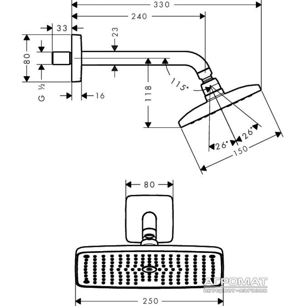 Верхний душ Hansgrohe Raindance 27370000