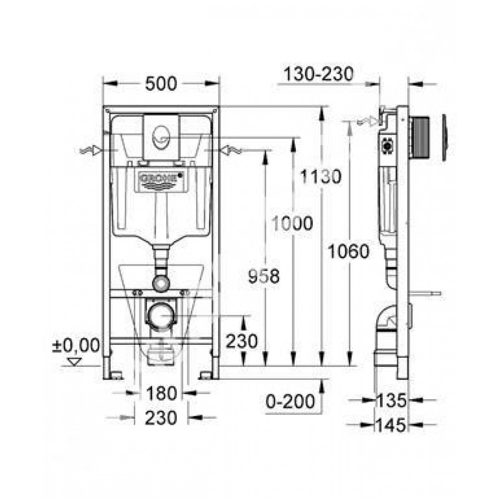 Grohe Rabid 38750001 RAPID SL Бачок+клавиша+крепеж