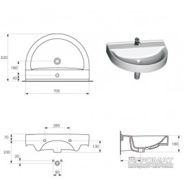 Раковина Cersanit Deco 70 см
