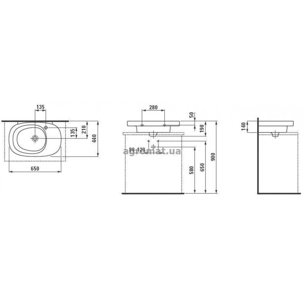 Раковины и ножки Laufen 12556 000 104 Mimo Раковина-65