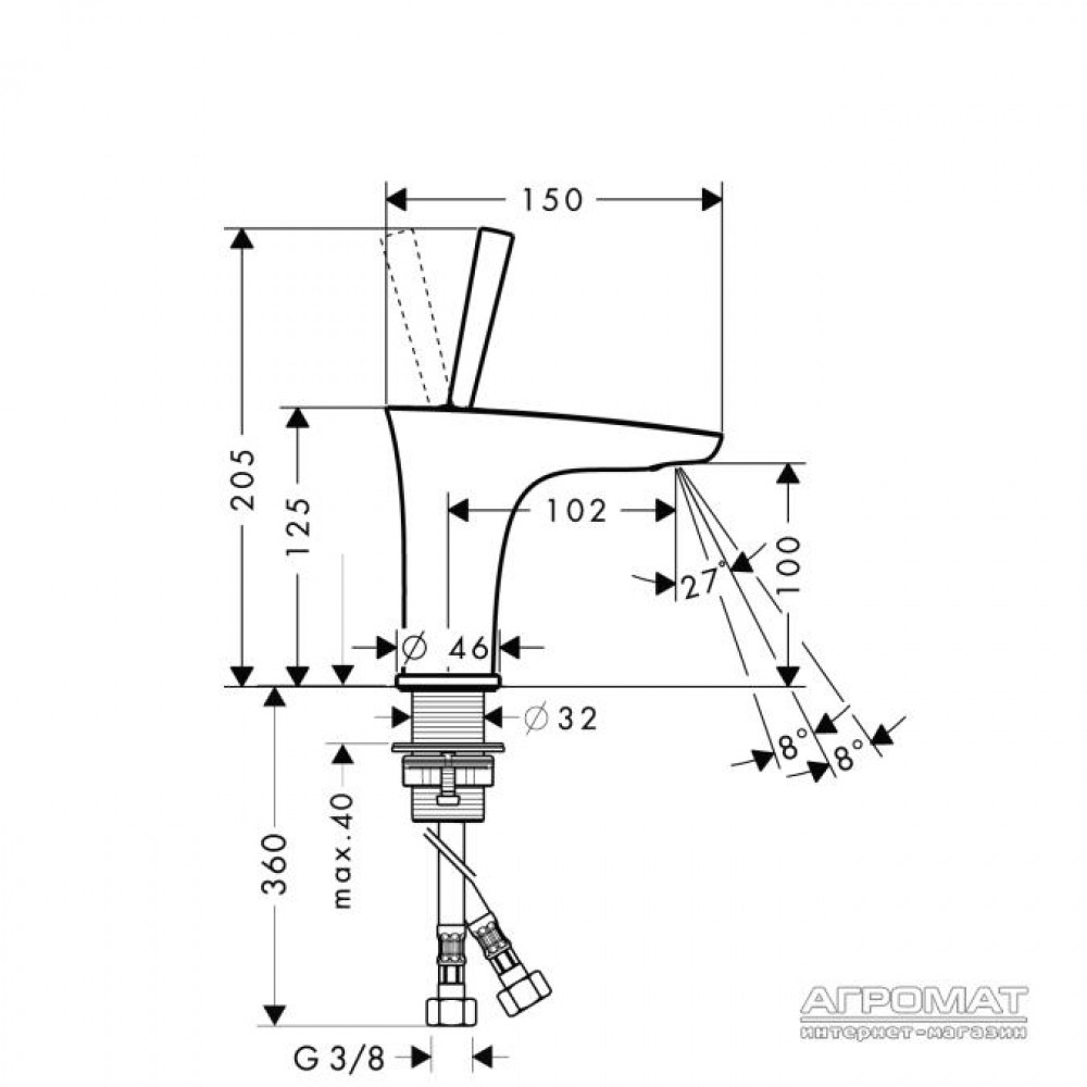 Смеситель для раковины Hansgrohe PuraVida 15075400