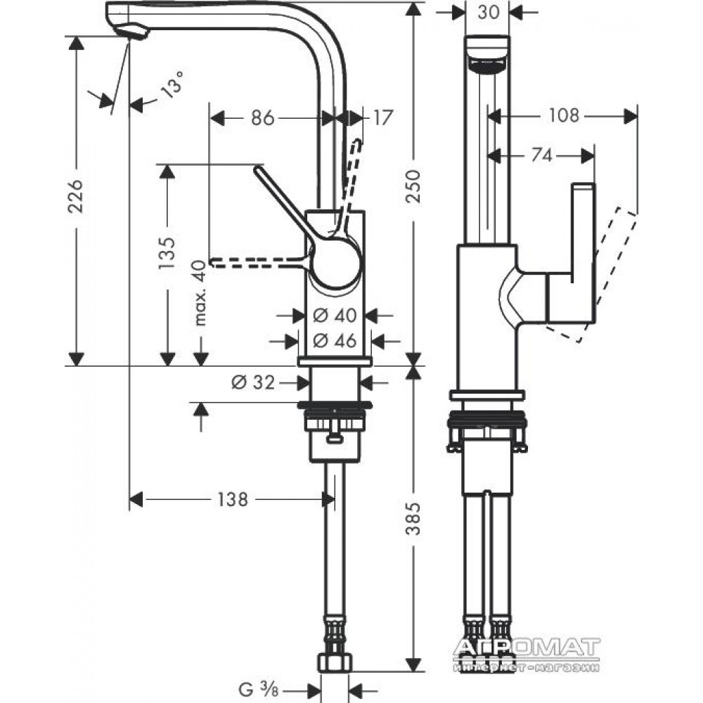 Смеситель для раковины Hansgrohe Metris S 31161000
