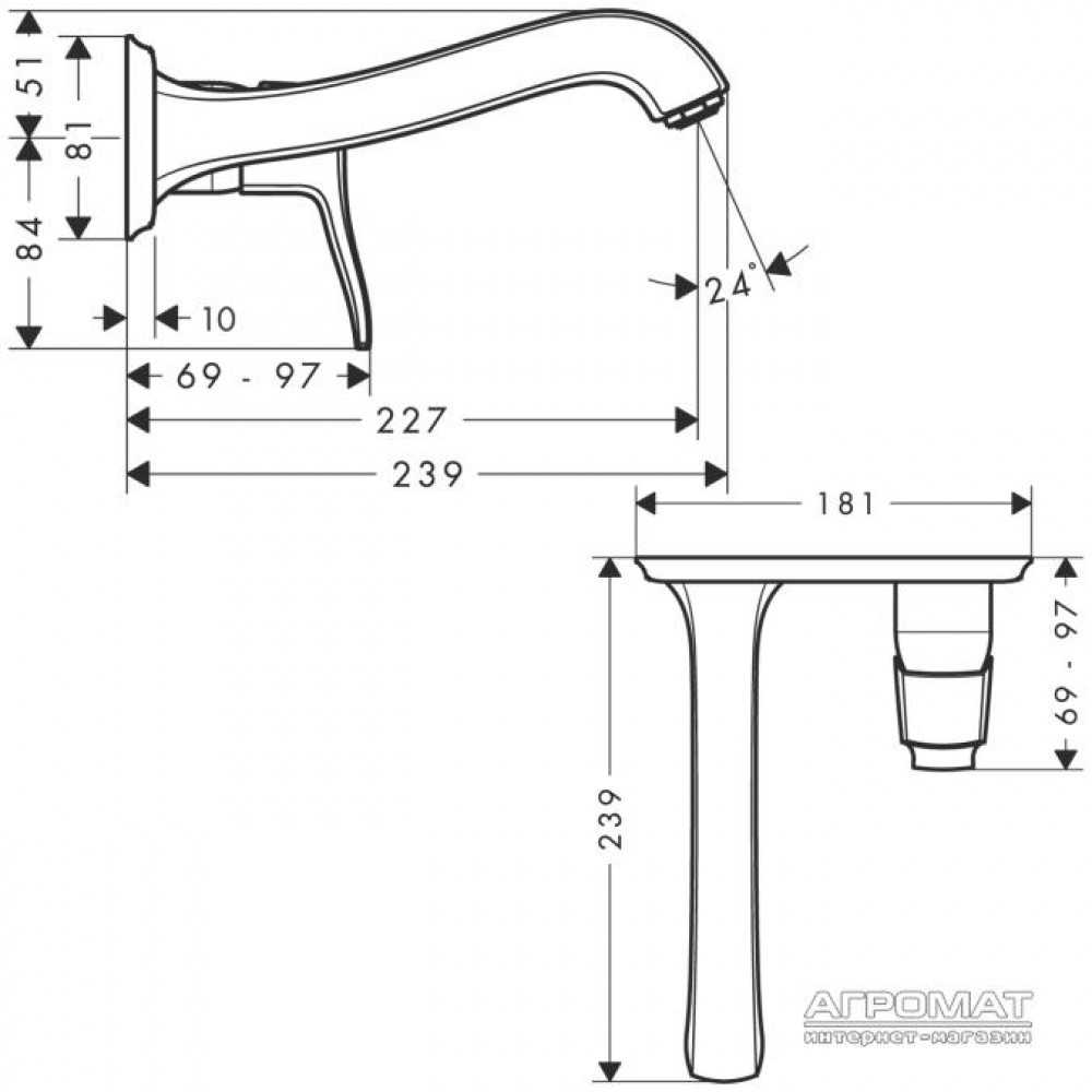 Наружная часть Hansgrohe Metris Classic 31003000