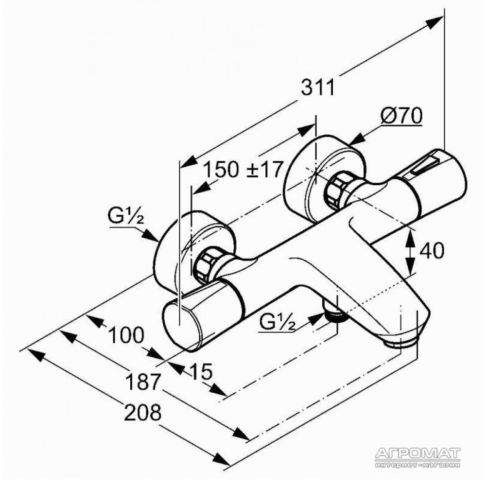 Смеситель для ванны Kludi Zenta 351010538