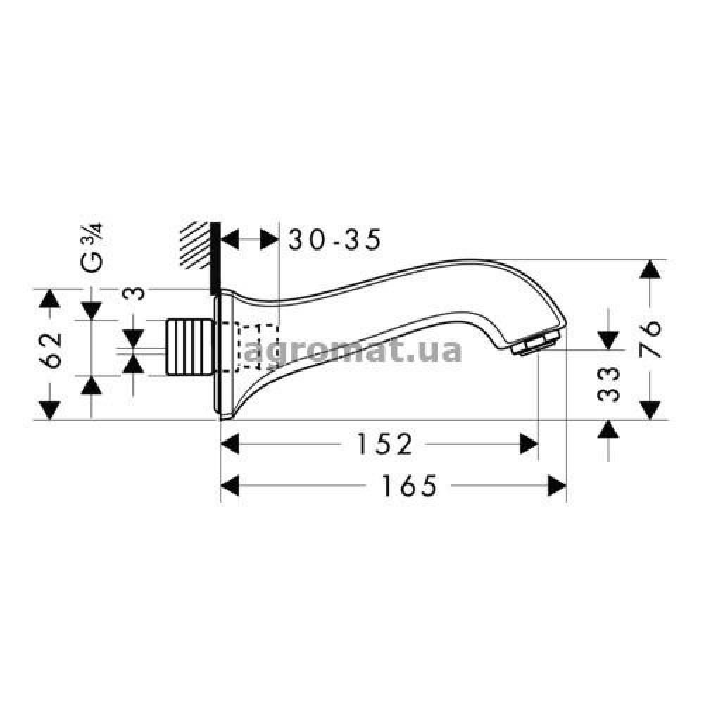 Встраиваемая часть Hansgrohe 13413000 Metris Classic Вилив д/ванни