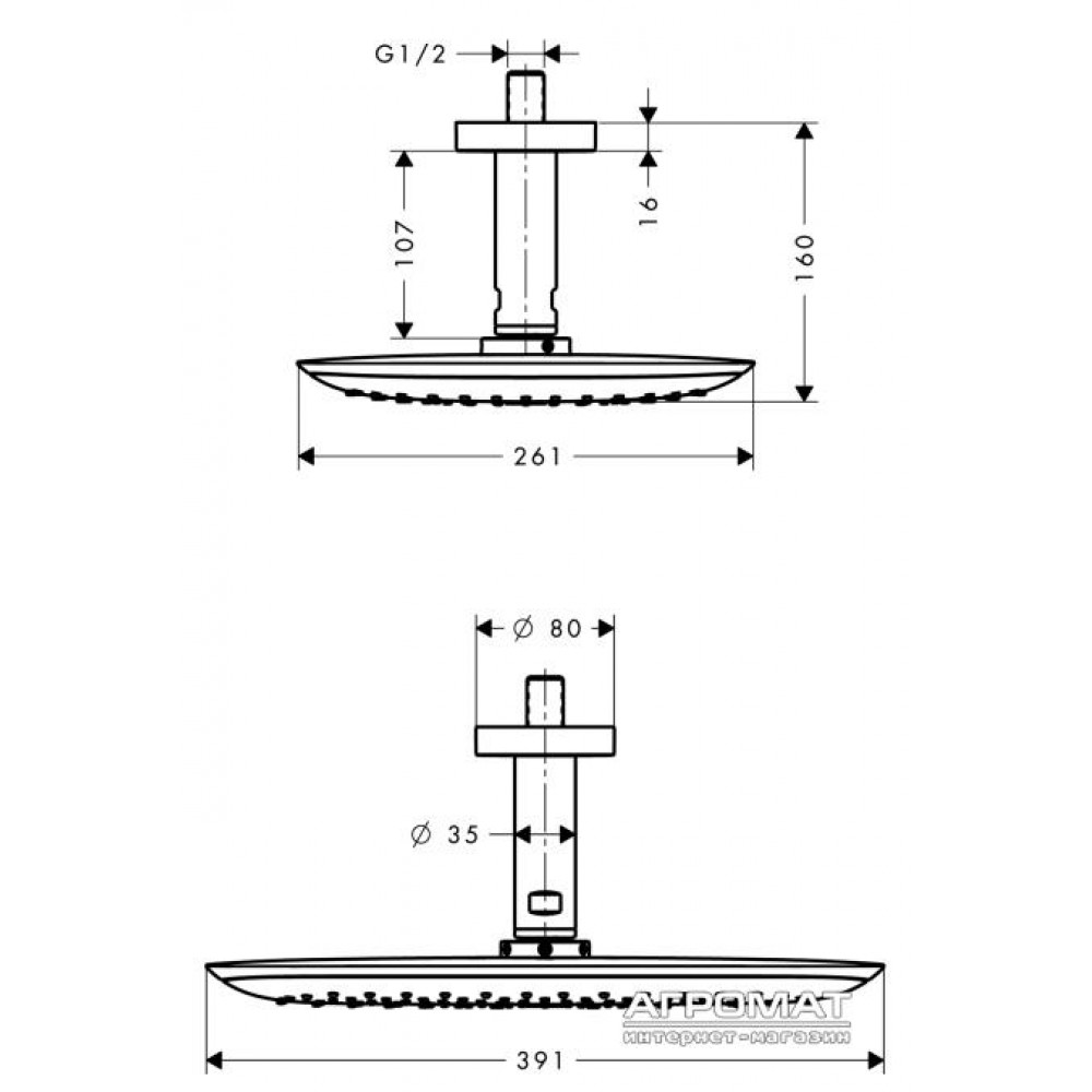 Верхний душ Hansgrohe PuraVida 27390000