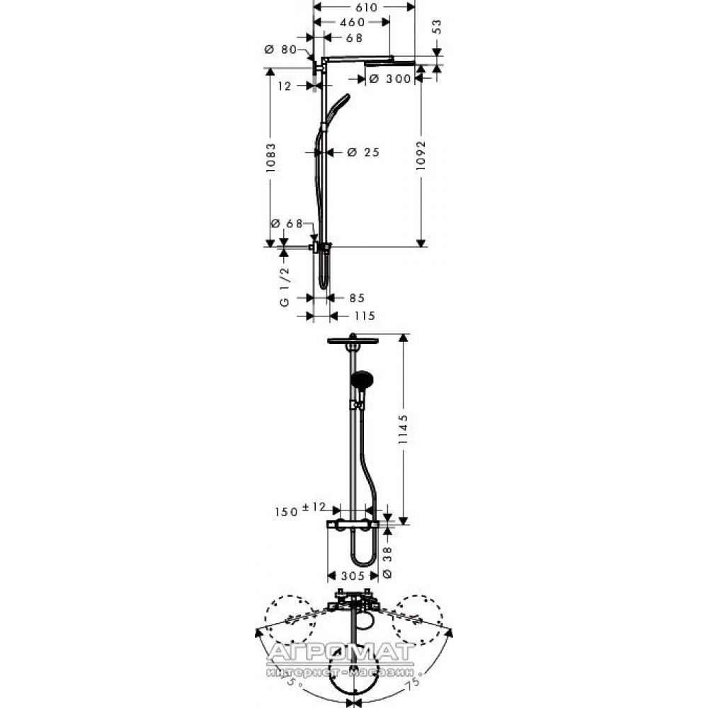 Душевая система Hansgrohe Select 27114000