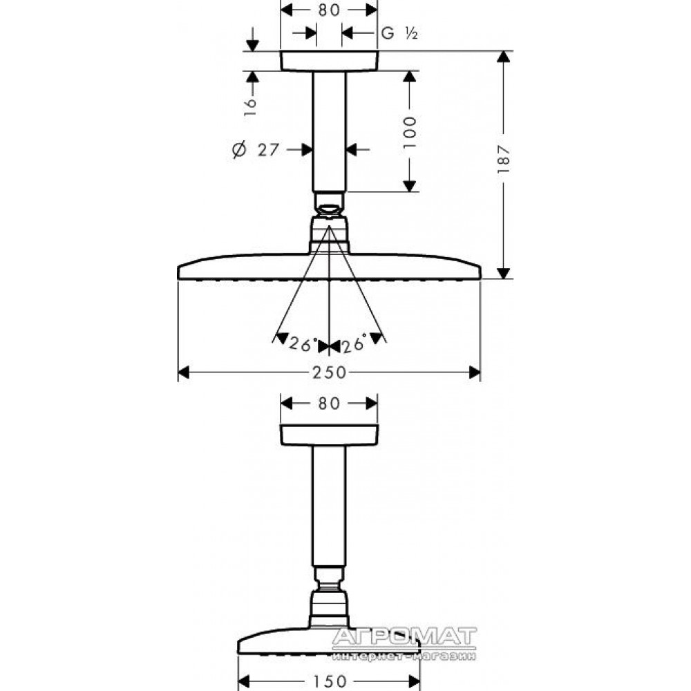 Верхний душ Hansgrohe Raindance E 27380000