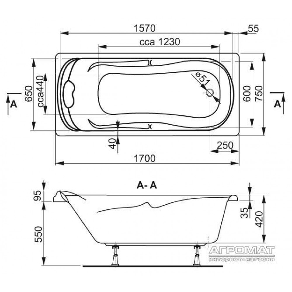 Акриловая ванна VAGNERPLAST Charitka VPBA170CHA2X-01/NO