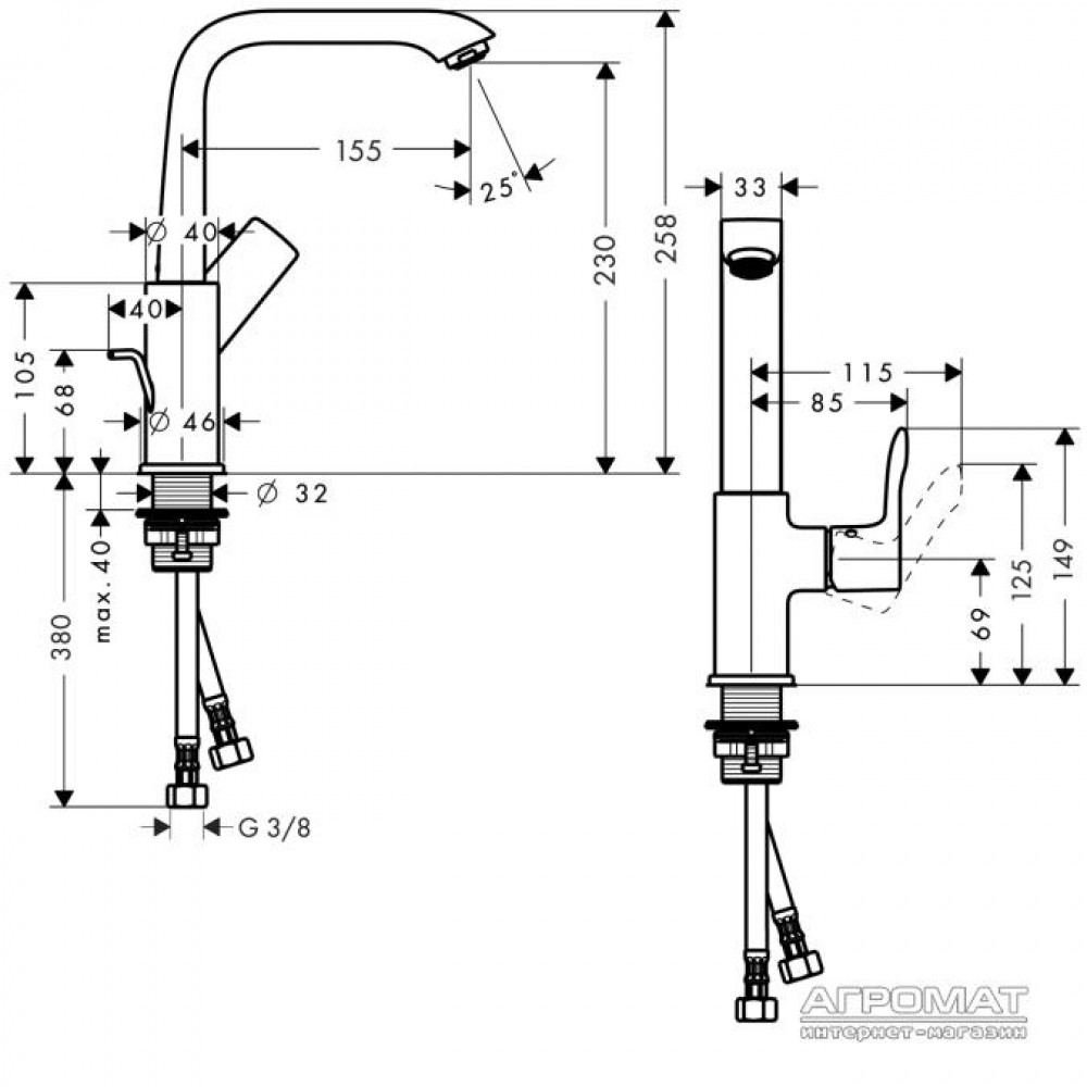 Смеситель для раковины Hansgrohe Metris 31087000