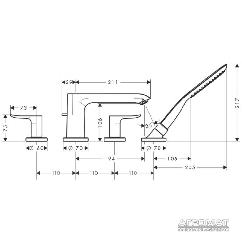 Наружная часть Hansgrohe Metris 31442000