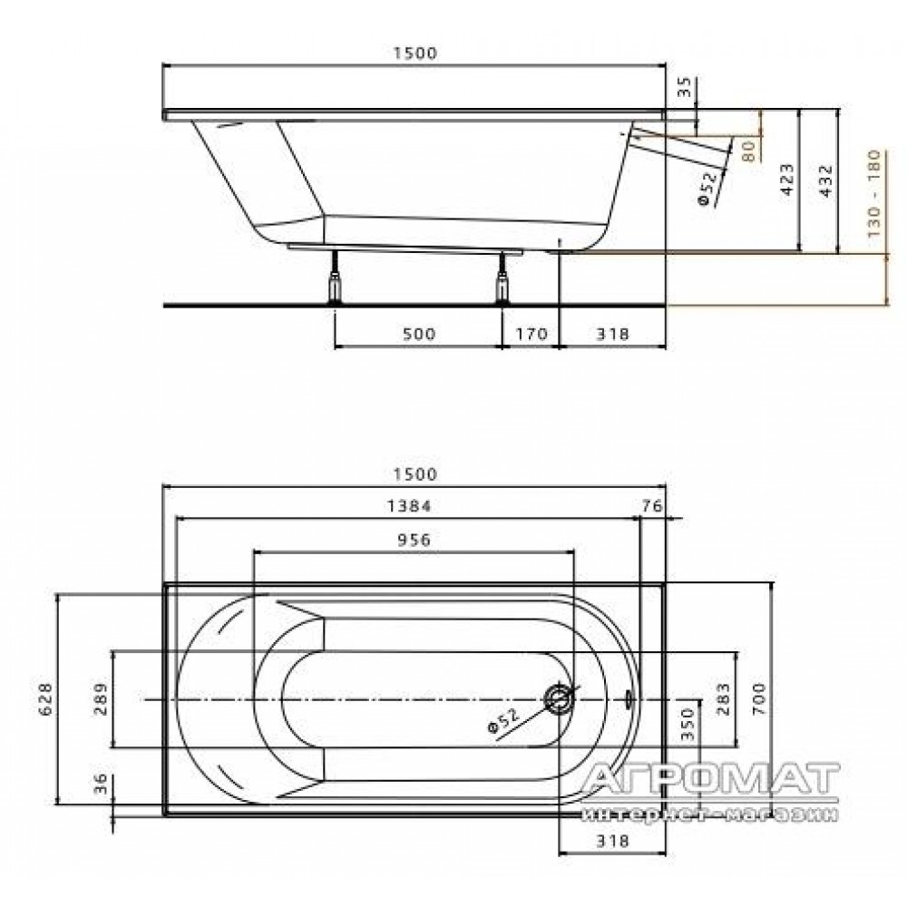 Акриловая ванна Kolo Opal Plus XWP1350 150х70