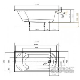 Акриловая ванна Kolo Opal Plus XWP1350 150х70
