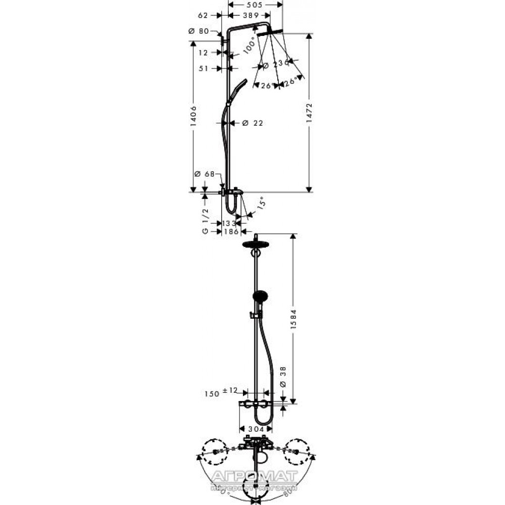 Душевая система Hansgrohe Raindance Select 27117000