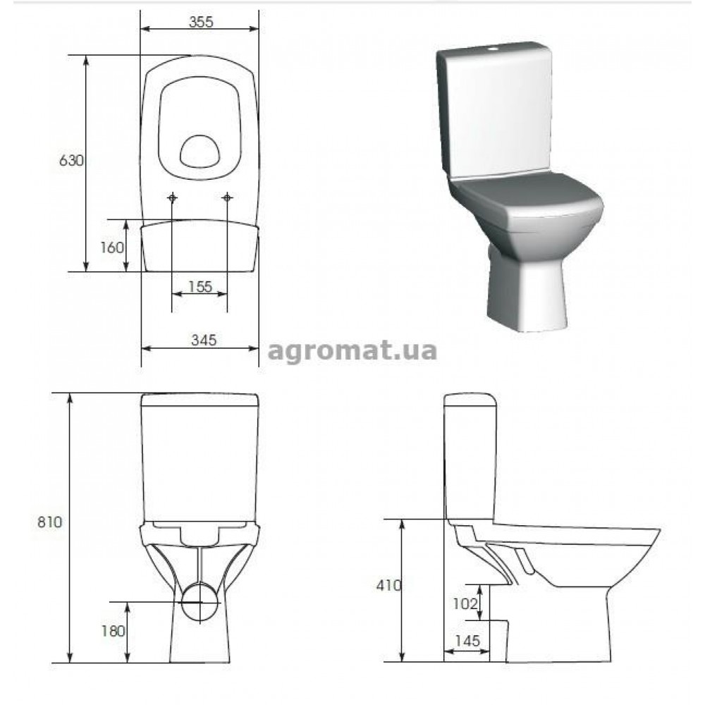 Cersanit CARINA 011 3/6л Компакт 314 + кришка дюропл.