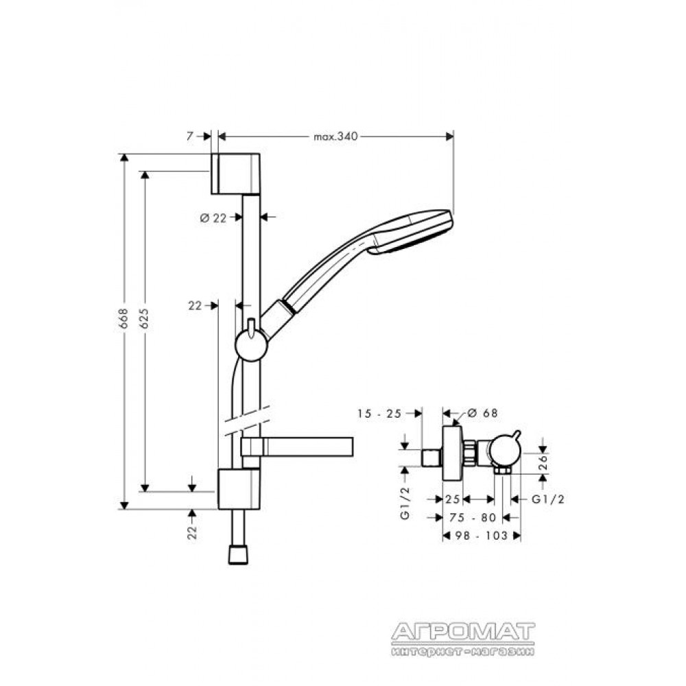 Душевой комплект Hansgrohe Croma 27034000