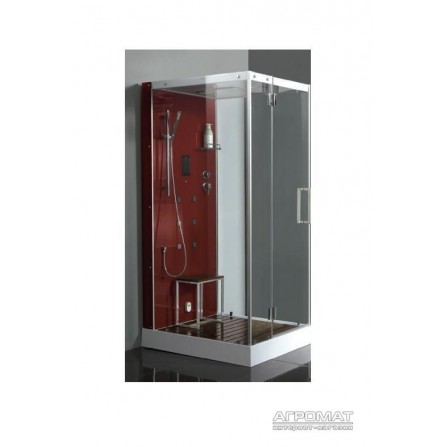 Паровой бокс Devit Fresh 6301121RR с деревянным настилом, красной панелью, правое открывание
