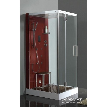 Паровой бокс Devit Fresh 6301121RL с деревянным настилом, красной панелью, левое открывание