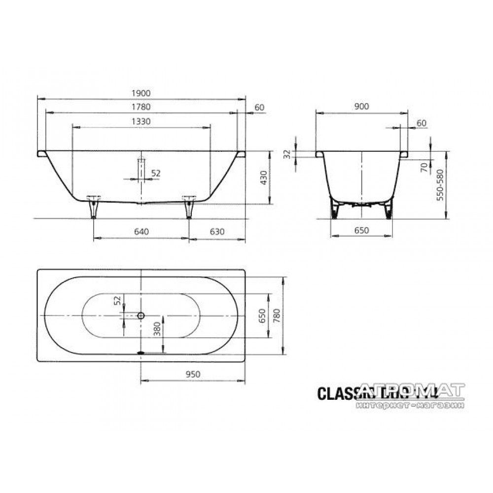 Стальная ванна Kaldewei Classic Duo 29150001 0001 190x90 см