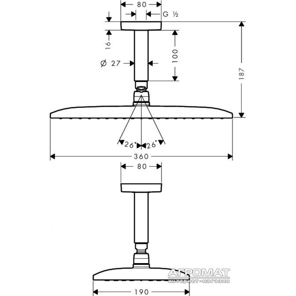 Верхний душ Hansgrohe Raindance 27381000