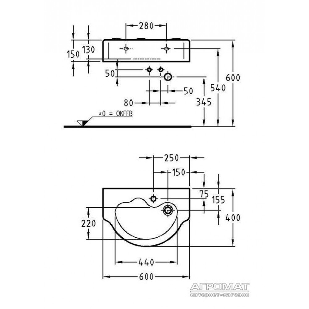 Раковина Keramag Kind 326060 60 см