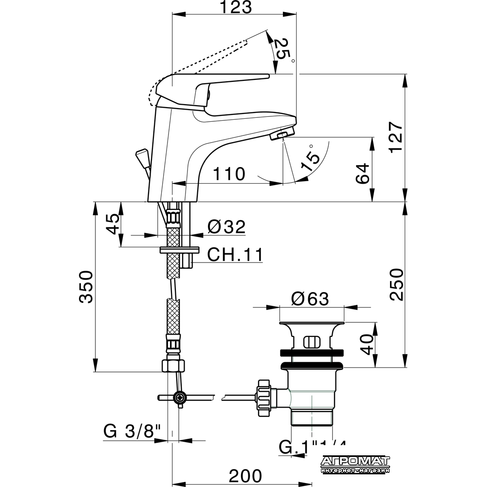 Смеситель для раковины PRIMERA Piano 10110014