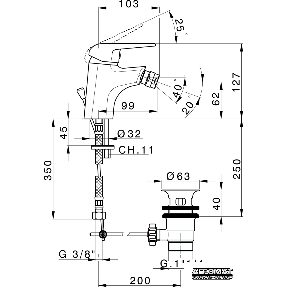 Смеситель для биде PRIMERA Piano 10130014